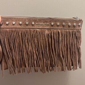 Michael Kors Tan Fringe Clutch